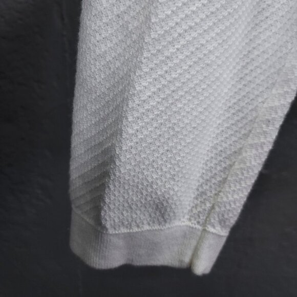 CAbi Cardigan Women Large White Cable Knit Open Shawl Collar Cotton Sweater #193 - Picture 6 of 12